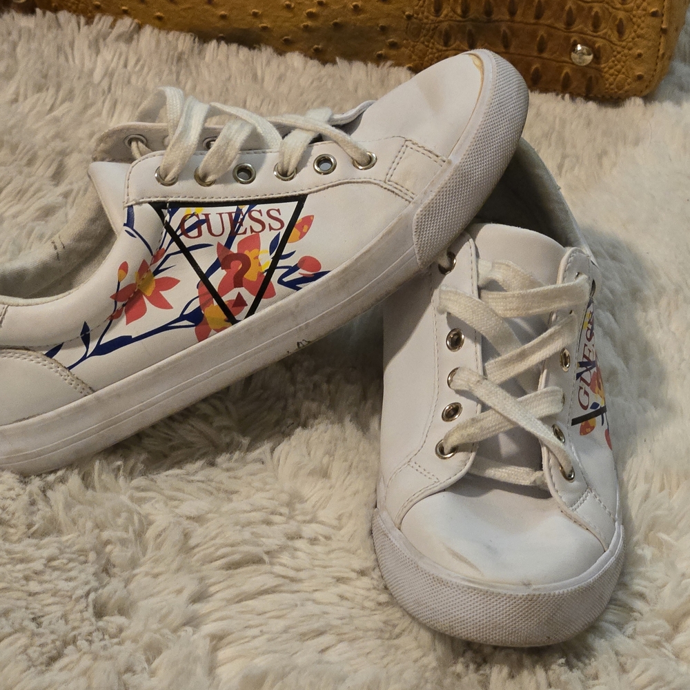 Guess White Floral Sneakers